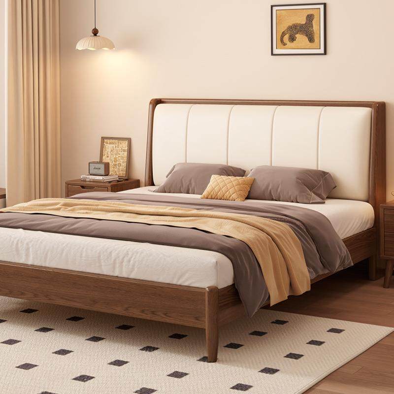 实木床床加1米8双人床家用1米5的卧室1单米厚2人床SXJ胡桃色出租