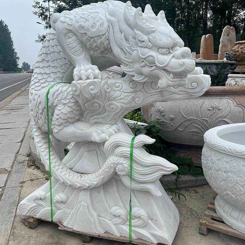 大型汉白玉石雕吸水兽大理石吸财兽蚣蝮镇水兽吸金兽避水兽摆件