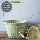 鸡蛋提篮竹编提手篮竹青篾手工编织竹提篮外出儿童提篮竹篮有提手