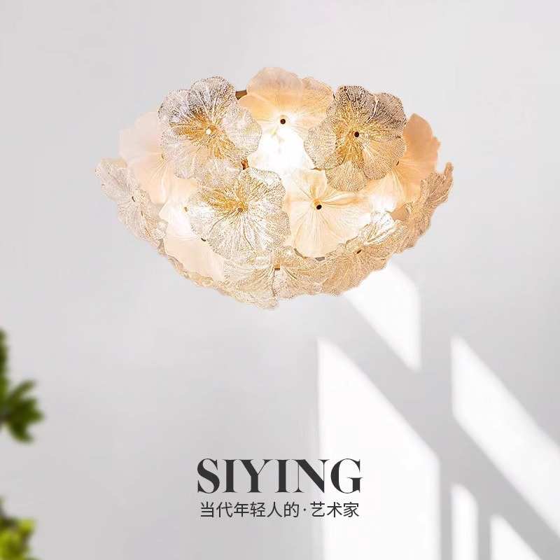 法式书房新款浪漫花朵轻ins餐厅主卧室奢风灯温馨房间奶油吸顶灯