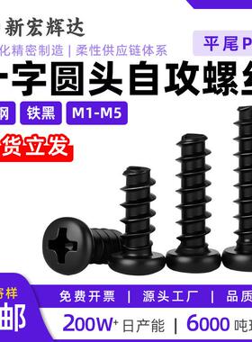 黑色PB十字圆头平尾自攻螺丝m1m5十字槽微型电子螺丝钉m2m3m4