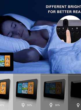 337万3黑色彩报屏天气预钟室AXO内外湿温度计挂钟电子闹钟年历气