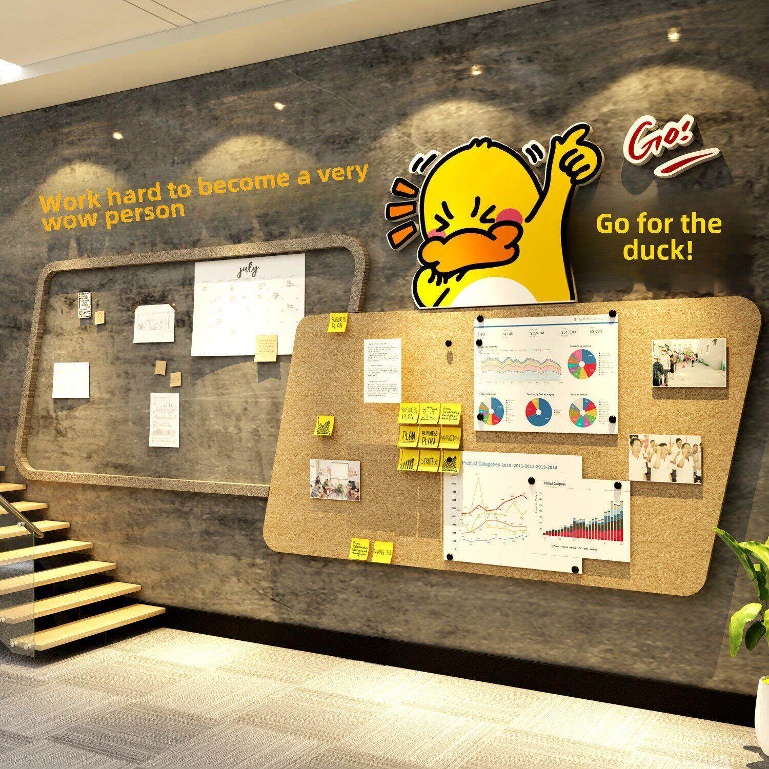 毛毡墙贴员工风格展示照片创意公告板企业企业文化荣誉氛围布局