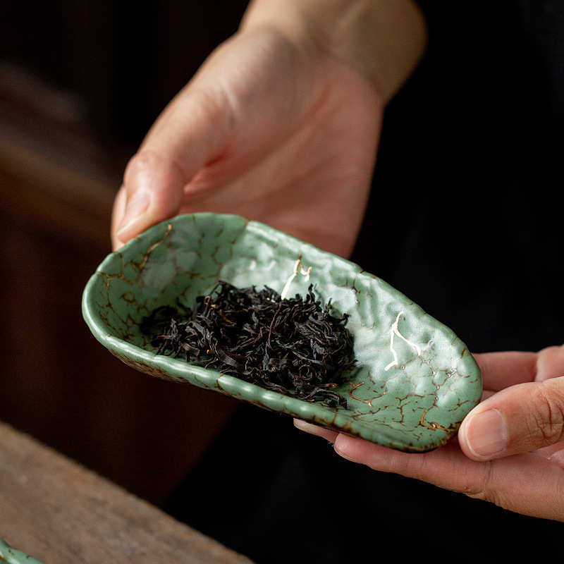 手工陶瓷茶荷复古茶则窑变赏茶勺特色茶铲六子君茶道配件