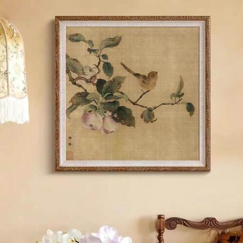 法式复古中国风花鸟挂画新中式客厅玄关餐厅装饰画书房卧室壁画