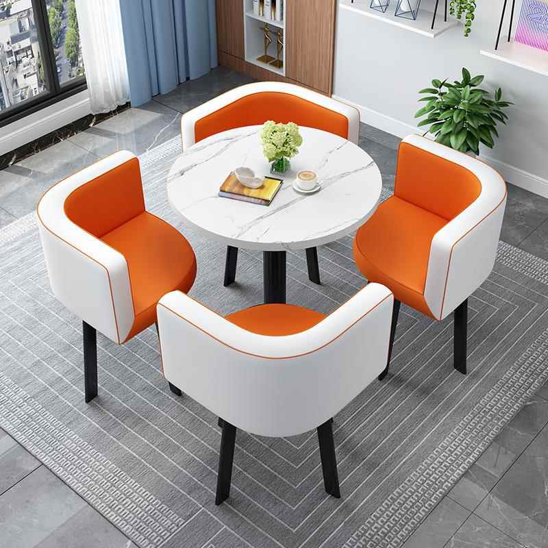 现代简约洽谈桌椅组合子办公室奶茶店会客接待休闲 网红收拢小圆