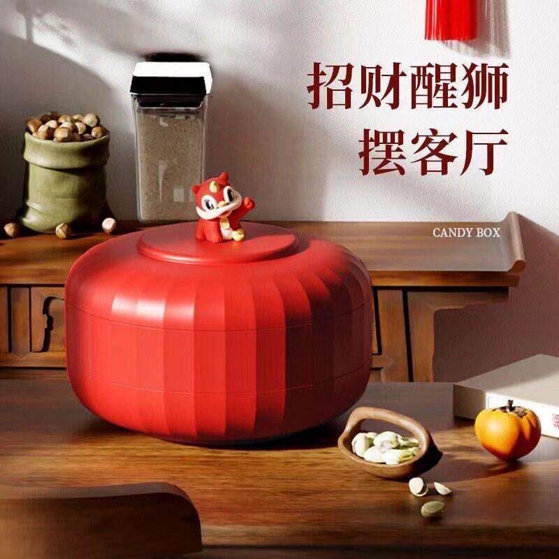 大号二层醒狮多层干果盒客厅颜值喜庆零食坚果糖果盒源头工厂