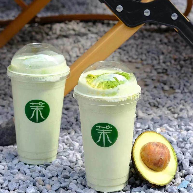 90口径沫酸奶杯子高透一次性PET冷饮塑料果汁饮料杯带盖吸管商用