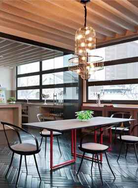 欧北简约实YN0602木餐桌形书桌设计师创长意书桌桌长方写字台黑色