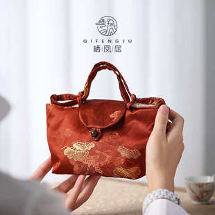 织锦布袋一壶两杯旅行加厚便携杯套茶具茶杯收纳包保护袋 5ZW批发