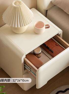 实木床头柜白色奶油风家用卧室儿童小型收纳床边柜窄型床边抽屉柜