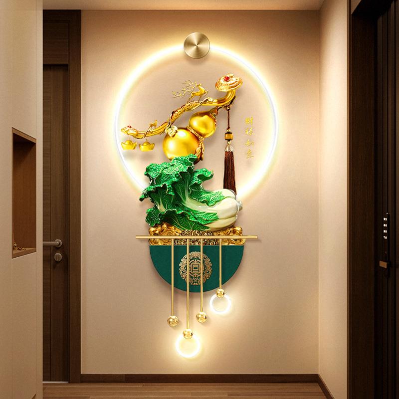 五临户门进门式玄福关装饰画DPC葫芦入壁画带灯新中白菜走廊过道