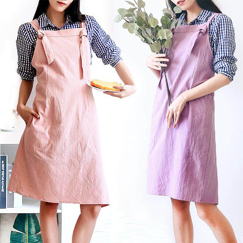 可爱小清新棉麻围裙加大号女款特色创意造型居家服美甲围兜服