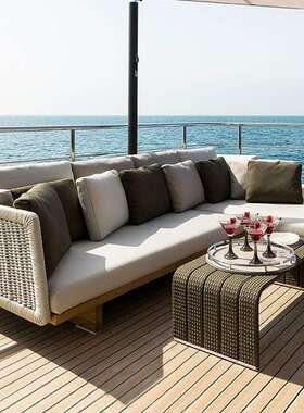 北欧户外实木绳编沙发阳台休闲庭院室外花园藤编椅家具藤沙发组合