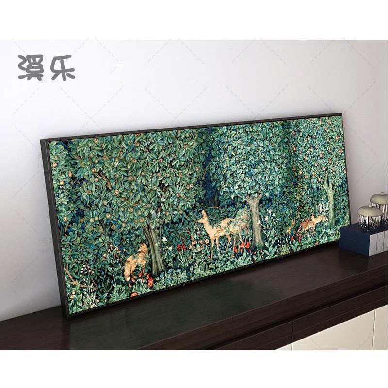 粉色挂画儿童装饰画公主卧室床头森林现代壁画麋鹿房房间简约图片