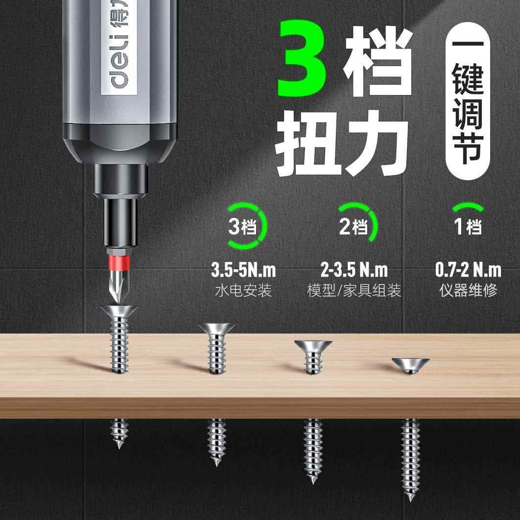 得力电动螺丝刀锂电充电式家用起子机小型迷你电批自动钻工具套装