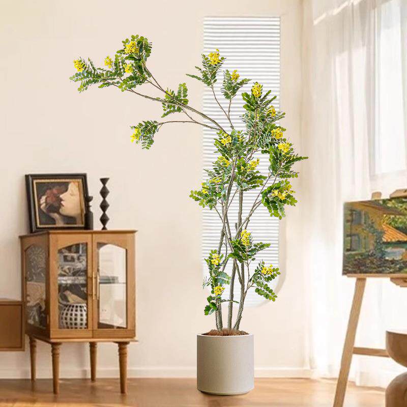 大型仿真绿植盆栽槐花树室内景观装饰客厅玄关假树仿生植物盆景