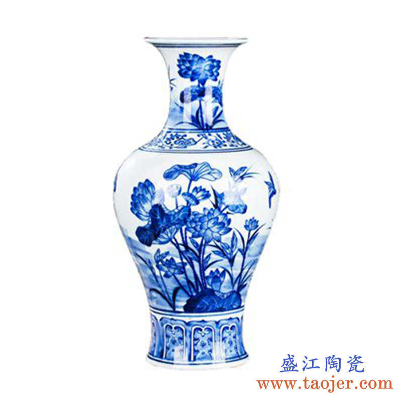 景德镇陶瓷器花瓶插花干花落地摆件中式电视柜家居客厅装饰工艺品,家居饰品,花瓶,淘宝优惠券,粉丝福利购,淘宝优惠卷