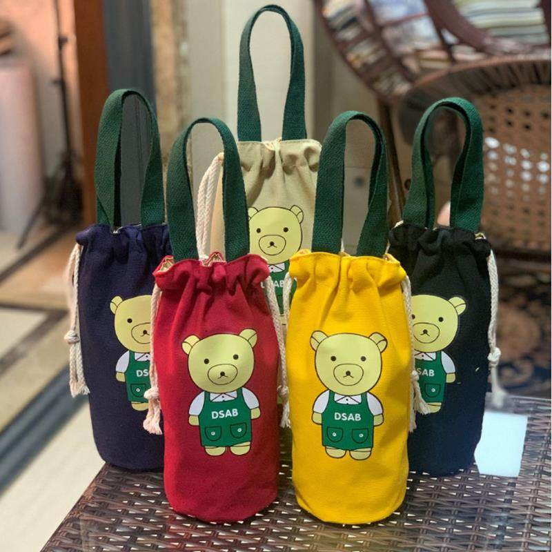 新款帆布卡通束口袋手提保温杯包水杯袋焖烧杯保护套零食妈咪袋,收纳整理,饭盒袋,淘宝优惠券,粉丝福利购,淘宝优惠卷