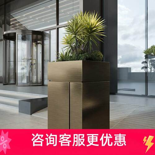 现代简约高端不锈钢花箱户外花坛酒店门口花池不锈钢种植槽树箱