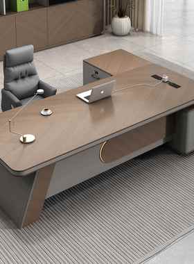 轻公奢老板桌办桌约现代董25424简事长裁总桌大班台经理办公室桌