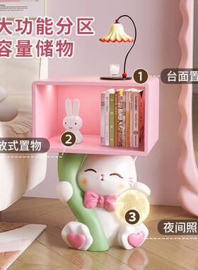 创意奶风猫咪床头柜夜灯简约现BJ2281代艺术床卧儿油童室房可爱边