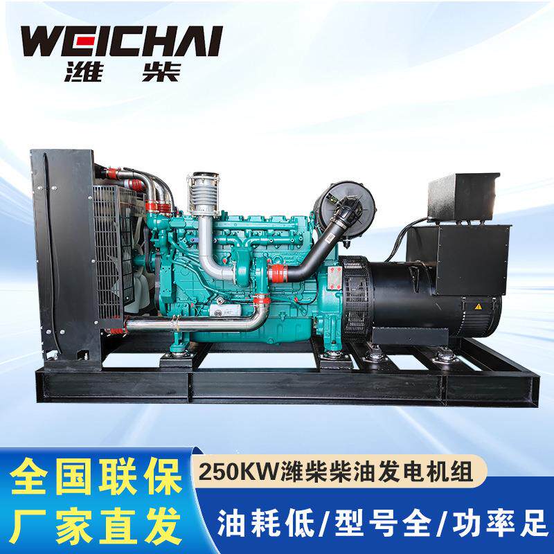 潍柴250kw柴油发电机组 潍柴无刷全铜三相发电机380v 250kw发电机