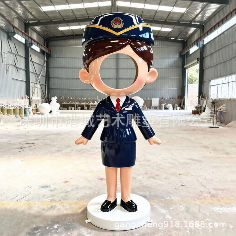 玻璃钢镂空交通警察卡通人物雕塑应急安全教育广场校园公园区摆件