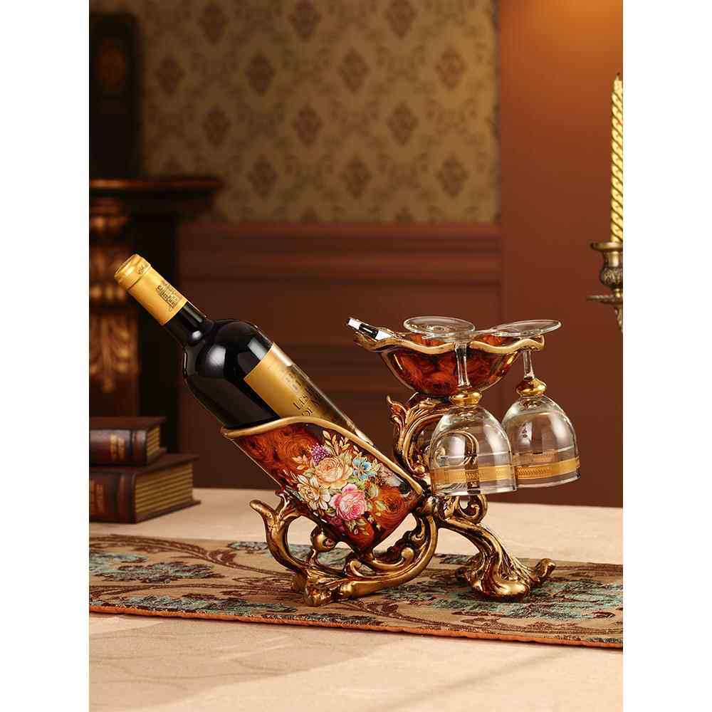 欧式覆古红酒架摆件高档创意葡萄酒展示架客厅装饰倒挂酒杯架摆设