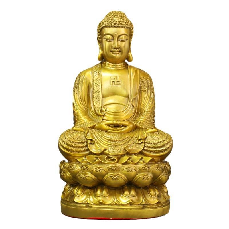 释迦佛释迦摩尼佛像黄铜摆件居家客厅铜摆饰寺庙供奉办公室装饰品