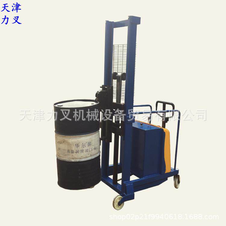 无腿电动油桶升高车 升高3米半自动圆桶堆高车 油桶升降搬运叉车