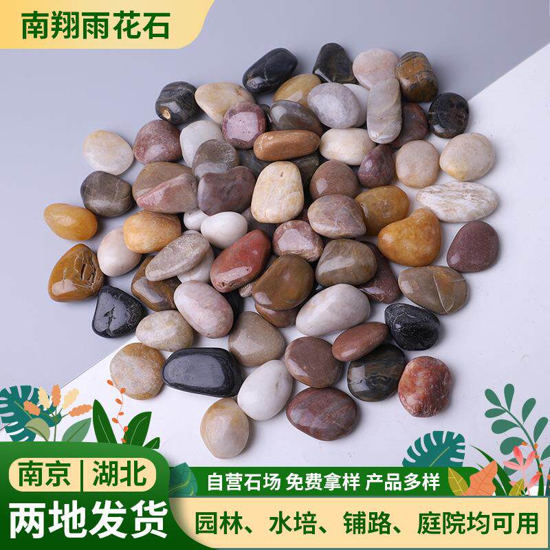 五彩抛光鹅卵石 厂家园林造景铺路五彩雨花石 鱼缸垫底石子