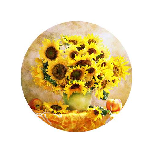 新款5D钻石画满钻玄关圆形走廊现代简约炫彩向日葵钻石砖石十字绣