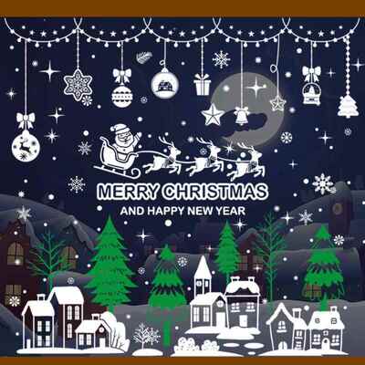 Christmas decoration glass sticker Santa Claus Elk snowman