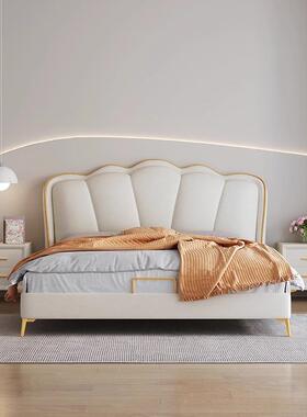 奶油主风法式花瓣床现代约轻奢卧室简软包床实木人床F98T7H85科技