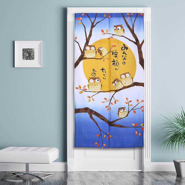 新款直销日式卡通门帘家居卧室布门帘隔断半挂软纱长帘门帘布艺小