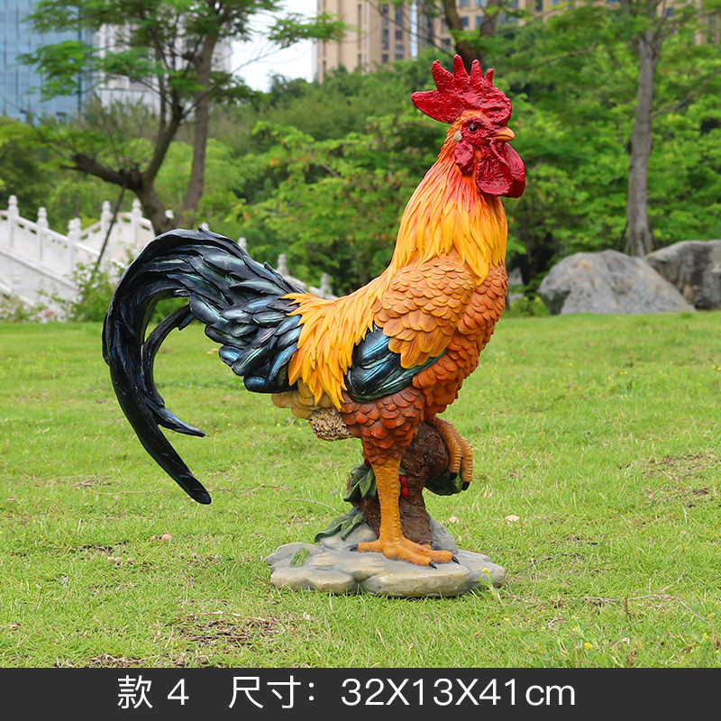 大公鸡雕塑玻璃钢动物装饰园林景观门口饭店模型母鸡户外摆件