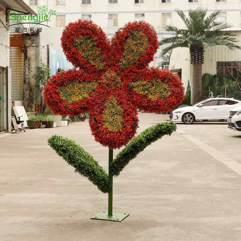 厂家直销仿真绿雕花工艺品户外公园立体花造型仿真绿雕花景观雕塑
