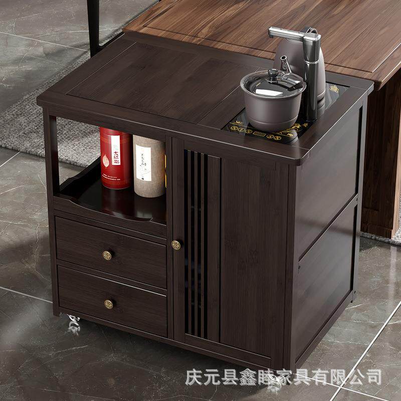 新款直销移动茶桌家用小茶台阳台竹木茶车茶具套装全自动烧水壶一