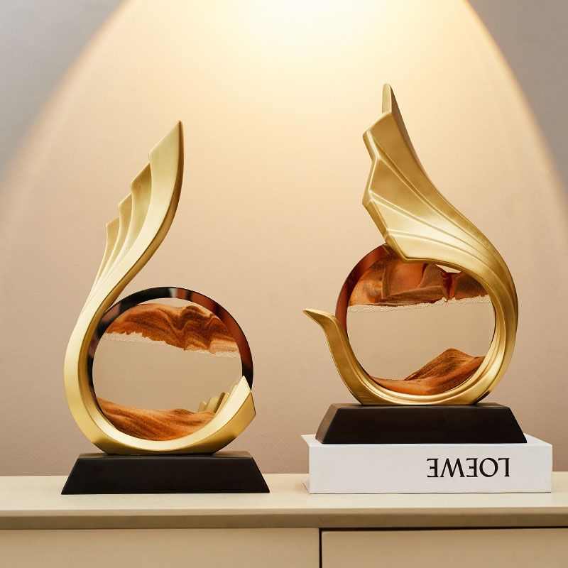 酒柜装饰品摆件轻奢客厅饰品电视柜流沙画办公室风生水起一帆风顺