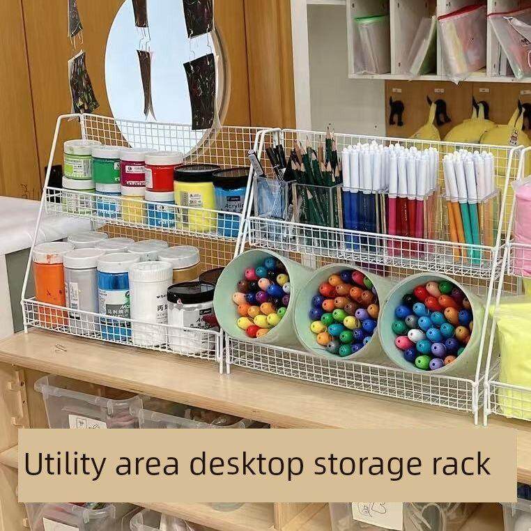 幼儿园环境创作艺术区桌面刷储物架油漆放置架铁多层材料展示架,收纳整理,阳台置物架,淘宝优惠券,粉丝福利购,淘宝优惠卷