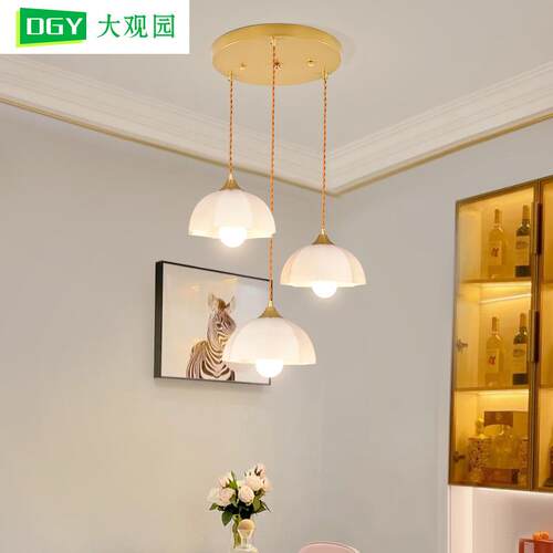 大观园餐厅灯现代简约创意三头餐桌饭厅吧台吊灯灯具中山灯具L271