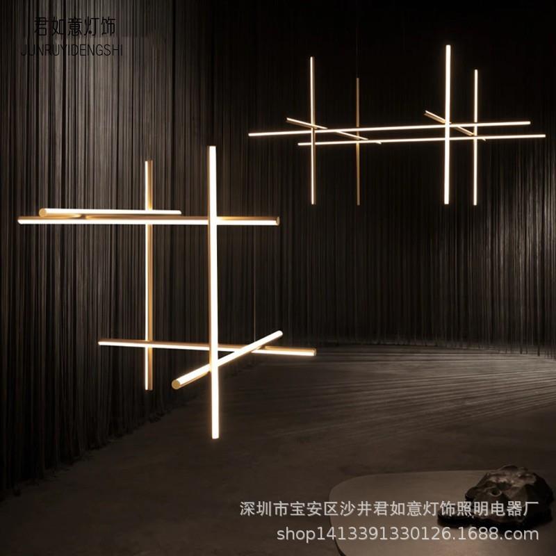 意大利极简挑空组合别墅客厅餐桌吊灯设计师led现代线条楼梯间灯