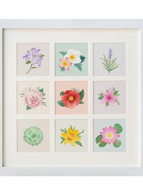 棒展示*油画台定制作品diy10cm10手工绘画相框九宫格正方形摆画框