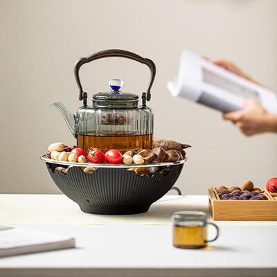 岩山 围炉煮茶家用室内玻璃茶煮茶炉 高硼硅茶壶泡茶电陶炉煮茶器