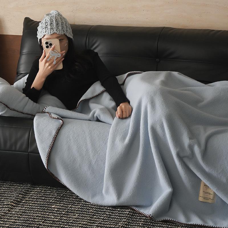 高阶毛慵懒感M20~拉德绵美羊绒加毯厚单人沙发盖毯冬办公室午睡毯