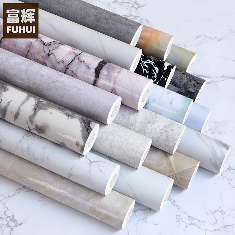 大理石纹墙纸自粘防水防潮壁纸桌面家具翻新厨房防油贴纸50米