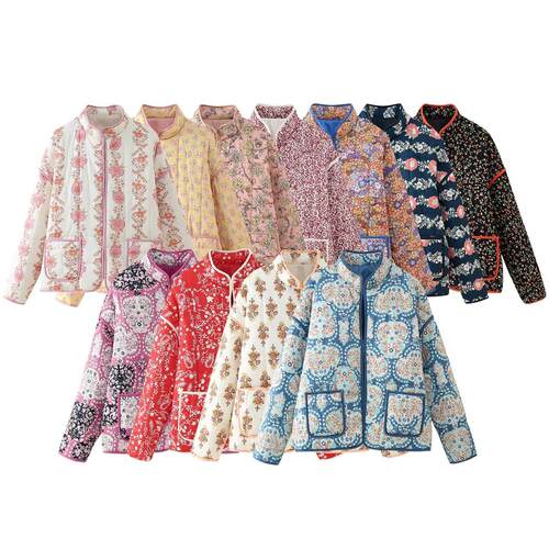 Women's printed cotton jacket 女装印花棉衣外套