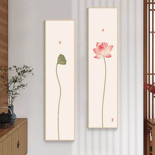 网红新中式玄关装饰画廊荷花画走过户道壁好寓意荷荷美美茶室入挂