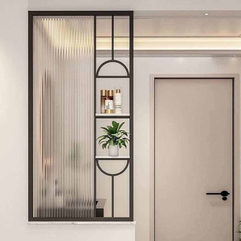 Vjd现代风奶油风卫生间洗漱台干湿区置物架隔断简约轻奢客厅半墙